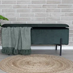 Clearance House Nordic WATFORD Banc avec coffre de rangement en velours et métal