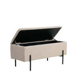 Best House Nordic WATFORD Banc coffre en tissu bouclette et métal L95cm