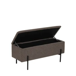 Best House Nordic WATFORD Banc coffre en tissu bouclette et métal L95cm