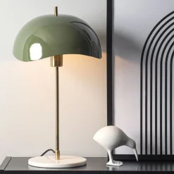 Online Leitmotiv WAVED DOME Lampe à poser en métal et marbre