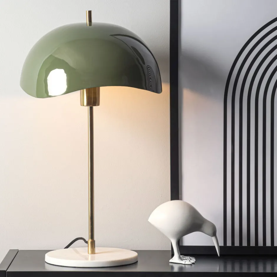 Online Leitmotiv WAVED DOME Lampe à poser en métal et marbre
