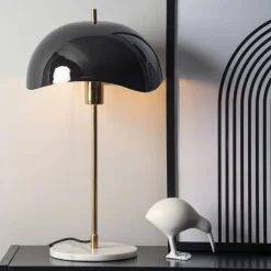 Online Leitmotiv WAVED DOME Lampe à poser en métal et marbre