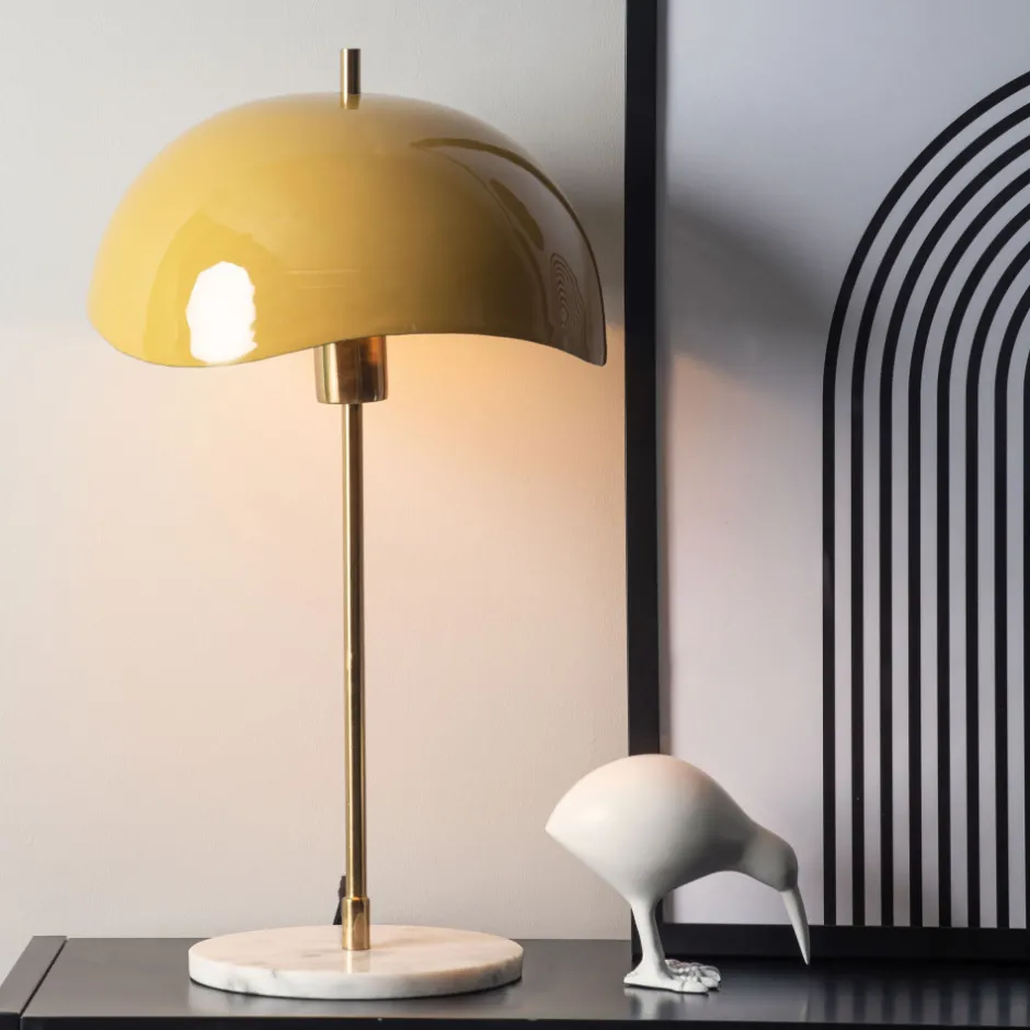 Online Leitmotiv WAVED DOME Lampe à poser en métal et marbre