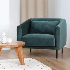 Clearance Drawer WINSEN Fauteuil en velours pieds droits en métal