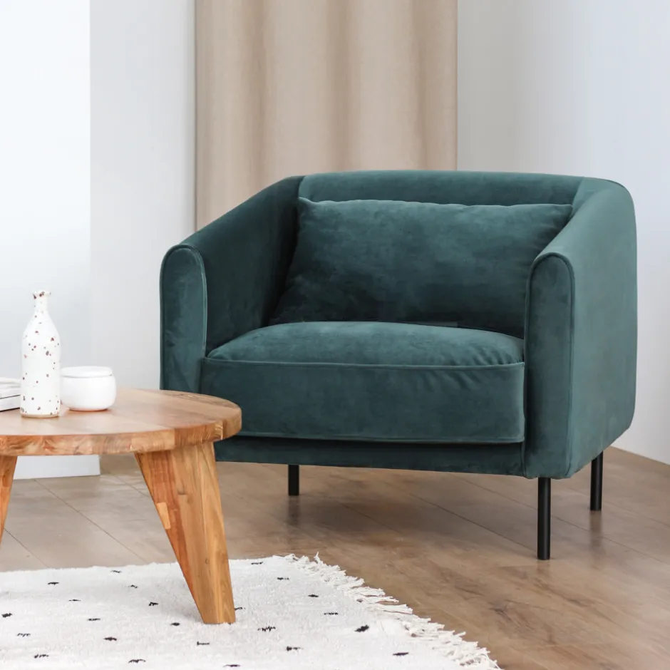Clearance Drawer WINSEN Fauteuil en velours pieds droits en métal