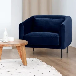 Clearance Drawer WINSEN Fauteuil en velours pieds droits en métal