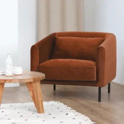 Clearance Drawer WINSEN Fauteuil en velours pieds droits en métal