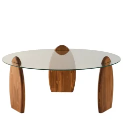 Hot Drawer WO Table basse ronde en verre trempé et bois ø90cm
