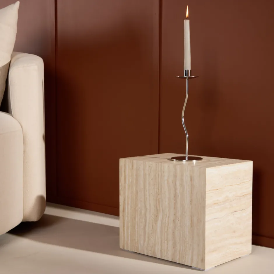 Online Venture Home YORK Table d'appoint effet travertin 35x25cm