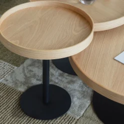 New No name YURI Table d'appoint ronde en bois et métal ø45cm
