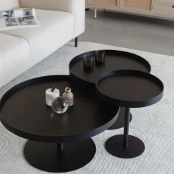 Online No name YURI Table d'appoint ronde en bois et métal ø56cm