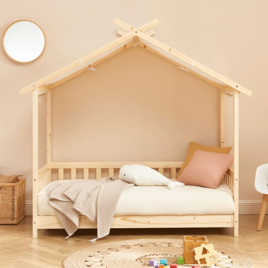 New No name ZENID Lit cabane enfant en bois 70x140cm