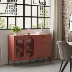 Sale No name ZIO Buffet 2 portes 3 tiroirs en métal L140cm