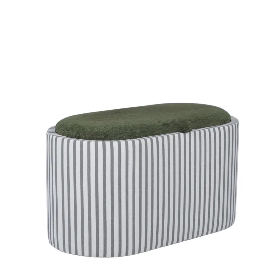 Drawer ZOÉ Banc ovale en tissu avec plateau et rangement L77cm