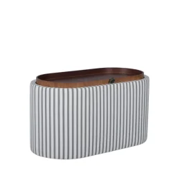 Drawer ZOÉ Banc ovale en tissu avec plateau et rangement L77cm