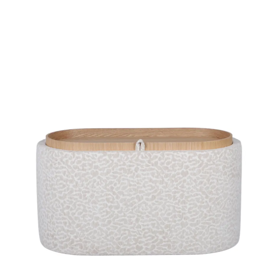 Hot Drawer ZOÉ Banc ovale imprimé animal avec plateau et rangement L77cm